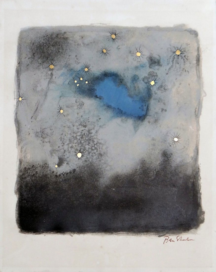 Ben Shahn "For the Sake of a Single Verse": Artist: Ben Shahn Title: Untitled Suite: "For the Sake of a Single Verse" Medium: Original lithograph in colors on Richard de Bas handmade paper Size: 22 1/2" x 17 3/4" Yea