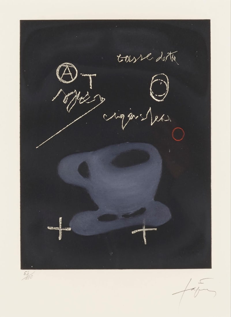 Antoni Tapies - Tasse: Artist: Antoni Tapies Title: Tasse Year: 1978 Dimensions: 15in. by 11in. Edition: Numbered from the Rare Limited Edition of 100 Medium: Etching with Carborundum