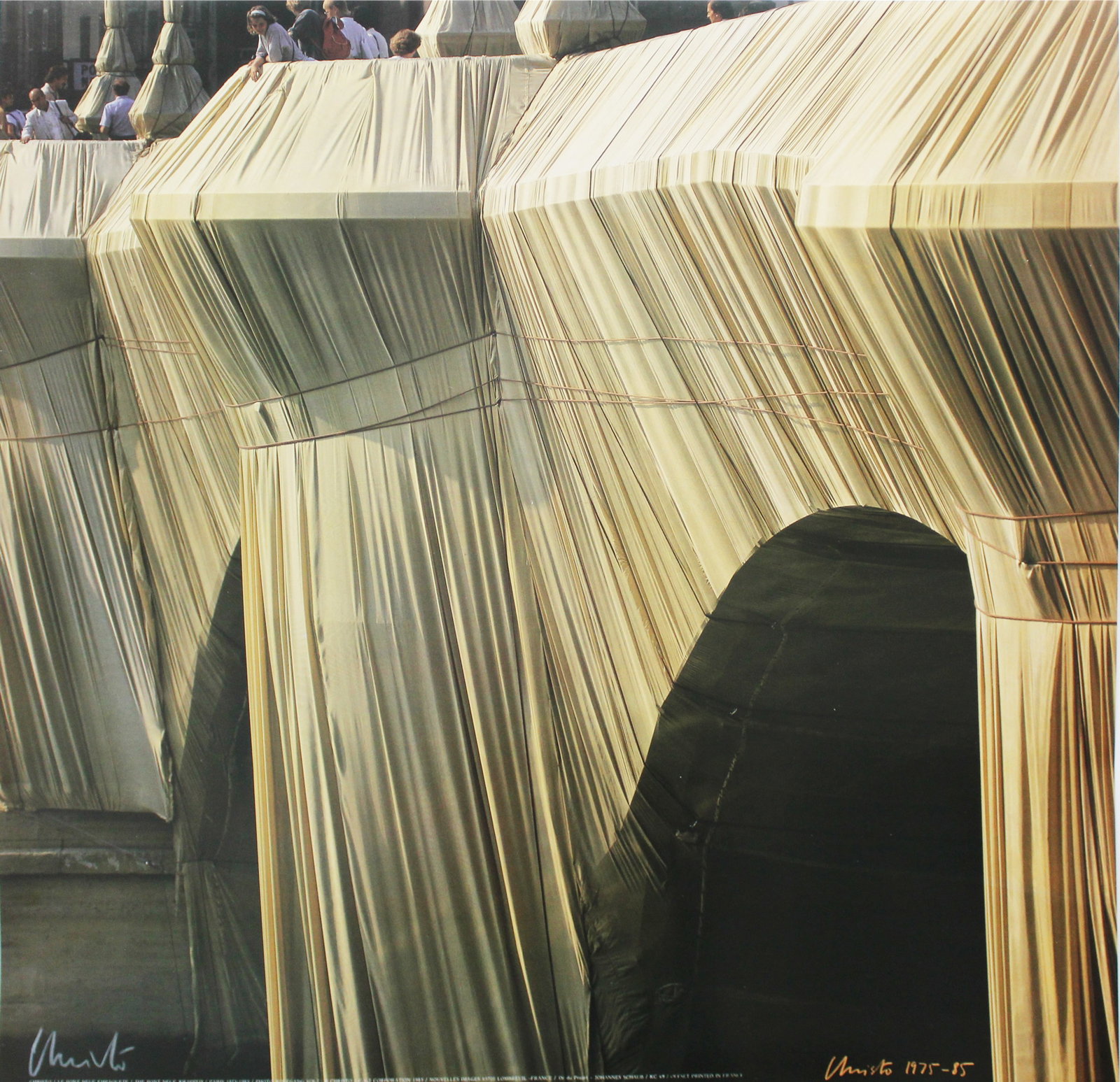 Christo - The Pont Neuf Wrapped: Artist: Christo Title: The Pont Neuf Wrapped Year: 1985 Dimensions: 26 1/2in. by 26in. Edition: From the Rare Limited Edition Publisher: Nouvelle Images SA Medium: Offset Lithograph on Paper