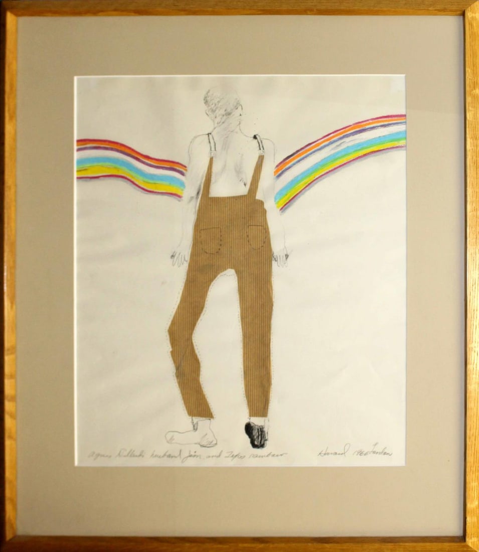 James Havard - Agnes Dillard: Artist: James Havard Title: Agnes Dillard's Husband Jim and Rainbow Year: 1966 Dimensions: 17in. by 19in. Edition: Rare one-of-a-kind work of art Medium: Original crayon pencil and ink with hand-cut