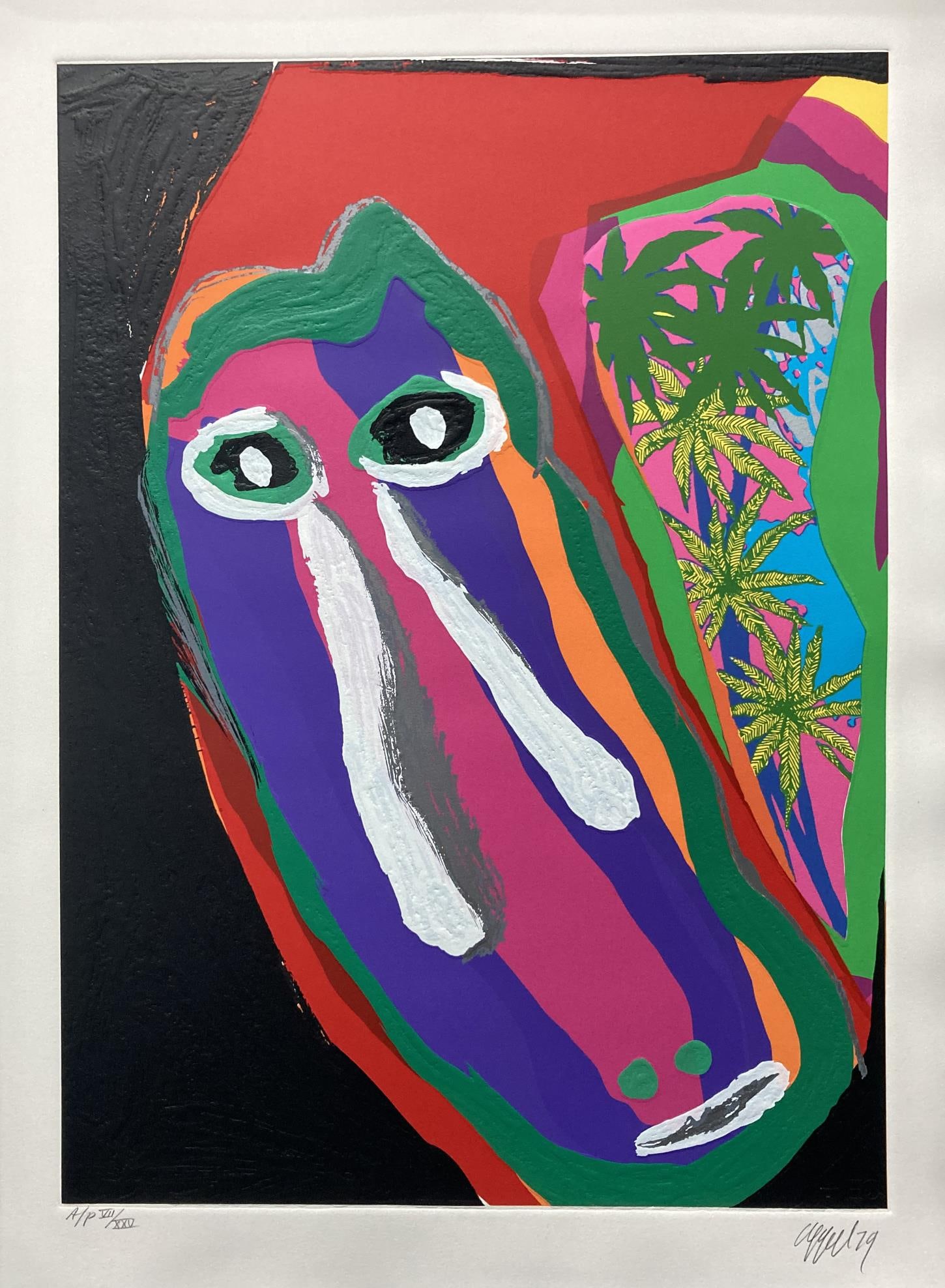 Karel Appel - Lying in Red: Artist: Karel Appel Title: Lying in Red Year: 1979 Dimensions: 22in. by 30 5/8in. Edition: AP VII From the rare limited edition of XXV Publisher: Editions Canad
