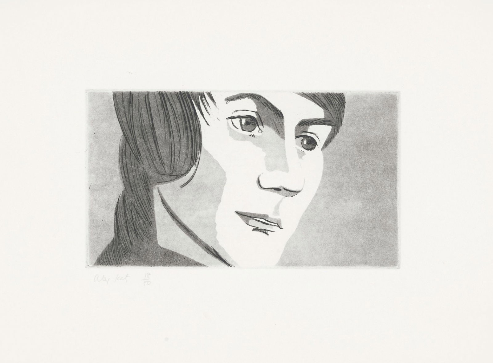 Alex Katz - Timmie: Artist: Alex Katz Title: Timmie Year: 1972 Dimensions: 11 1/8 x 15 in. Edition: 18 from the limited edition of 50 Publisher: Co-published by Brooke Alexander, Inc., New York, and Marlborough