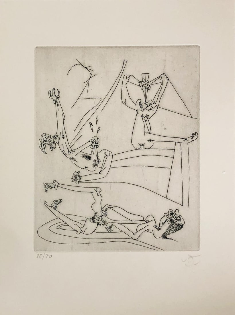 Roberto Matta - Untitled 209 (From the New School: Artist: Roberto Matta Title: Untitled 209 (From the New School Series) Year: 1980 Dimensions: 15in. by 11 1/4in. Edition: From the Rare Limited Edition of 70 Publisher: Stanley William Hayter Suite: