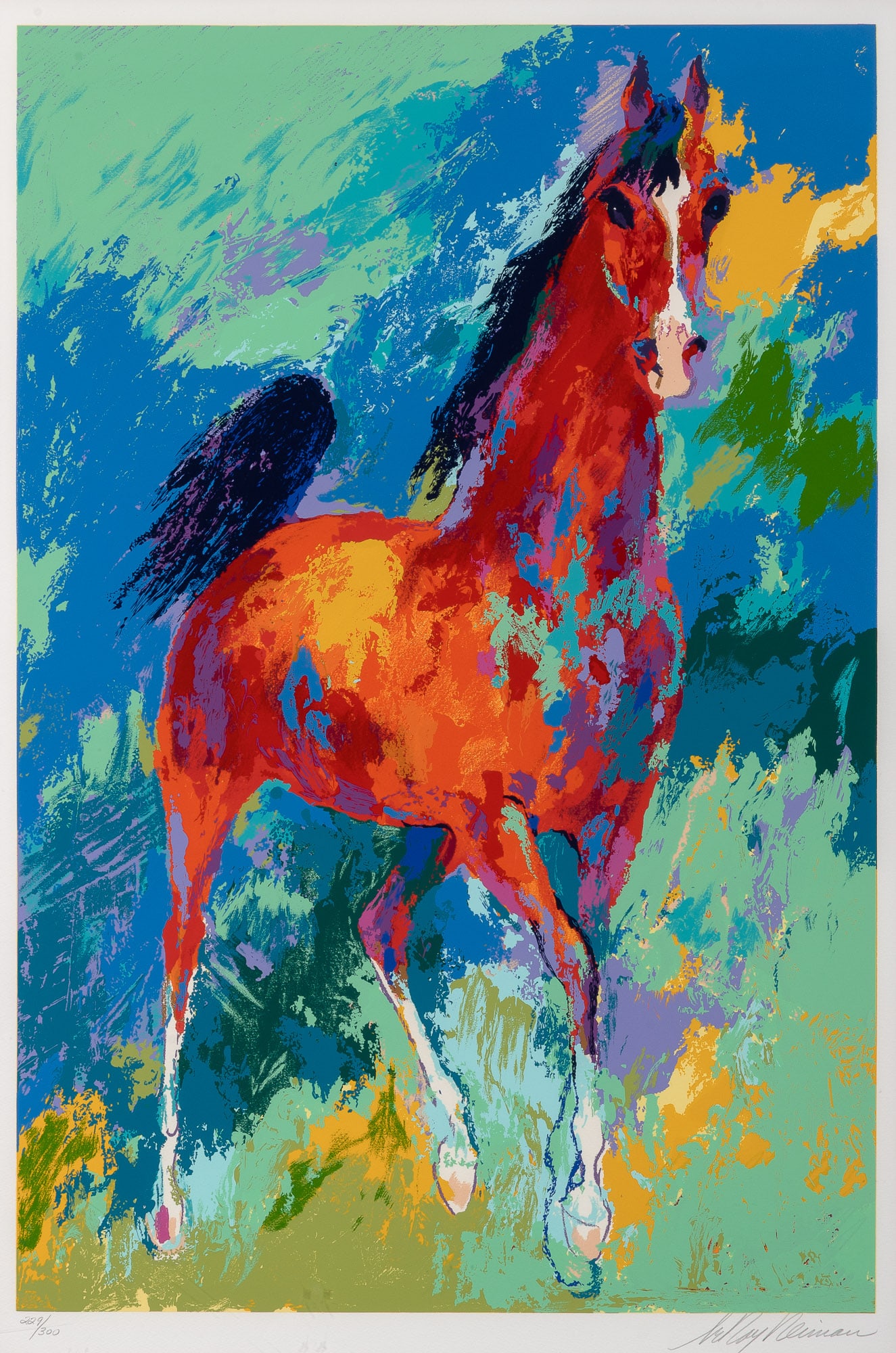 LeRoy Neiman - Khemosabi: Artist: LeRoy Neiman Title: Khemosabi Year: 1985 Dimensions: 35 7/8 x 23 7/8 in. Edition: 229 from the limited edition of 300 Medium: Screenprint on paper Condition: Excellent Signature Details: Hand