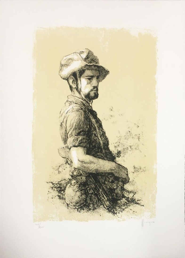 William Weintraub - Isreali Soldier: Artist: William Weintraub Title: Isreali Soldier Dimensions: 26in. by 18in. Edition: Numbered from the Rare Limited Edition Medium: Lithograph on Paper Condition: Excellent Signature Details: Hand