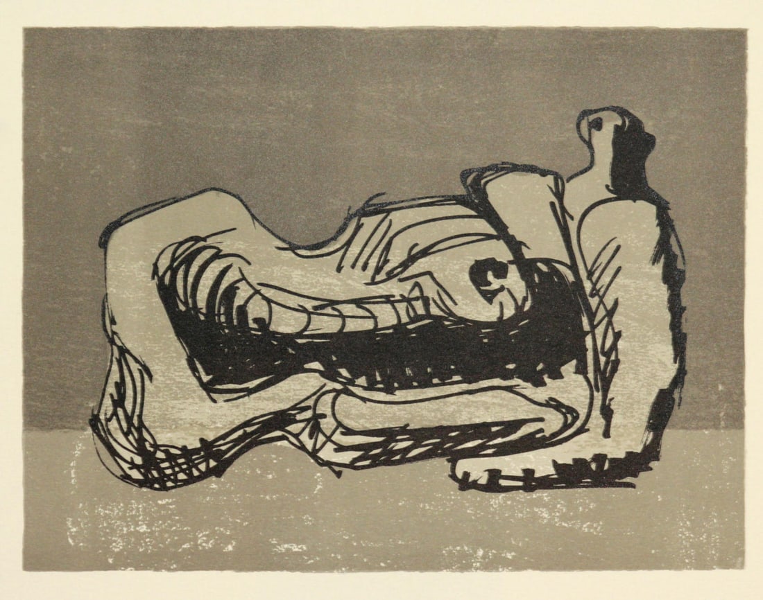 Henry Moore - Reclining Figures: Artist: Henry Moore Title: Reclining Figures Year: 1975 Dimensions: 12 1/4in. by 9 5/8in. Edition: From the limited edition of 575 Publisher: XXe Siecle Paris Suite: San Lazzaro and Friends Medium: