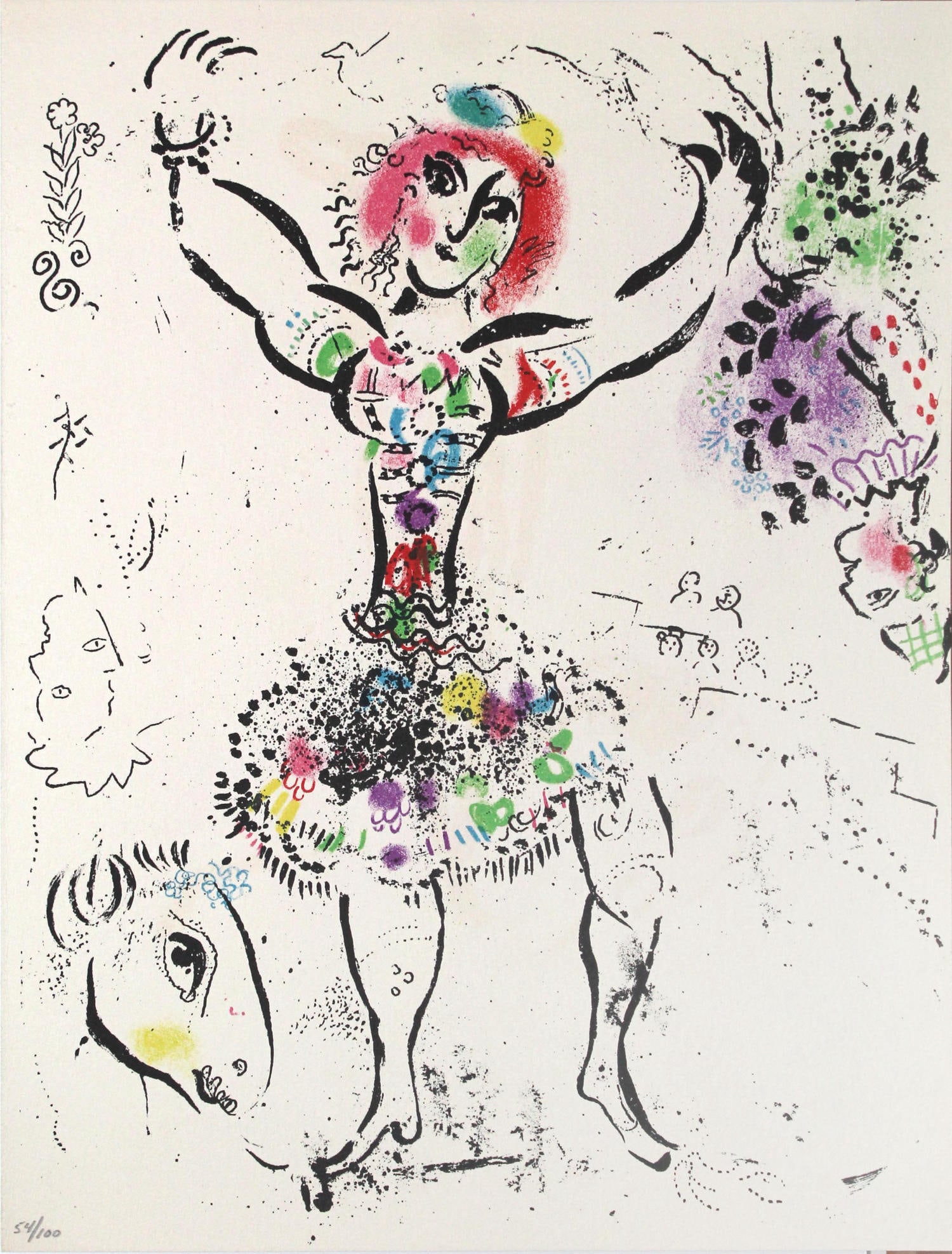 Marc Chagall - Female Juggler: Artist: Marc Chagall Title: Female Juggler Year: 1960 Dimensions: 12.5in. by 9.5in. Edition: From the rare limited edition of 100 Publisher: Andre Sauret Monte Carlo Suite: The Lithographs of Chagall