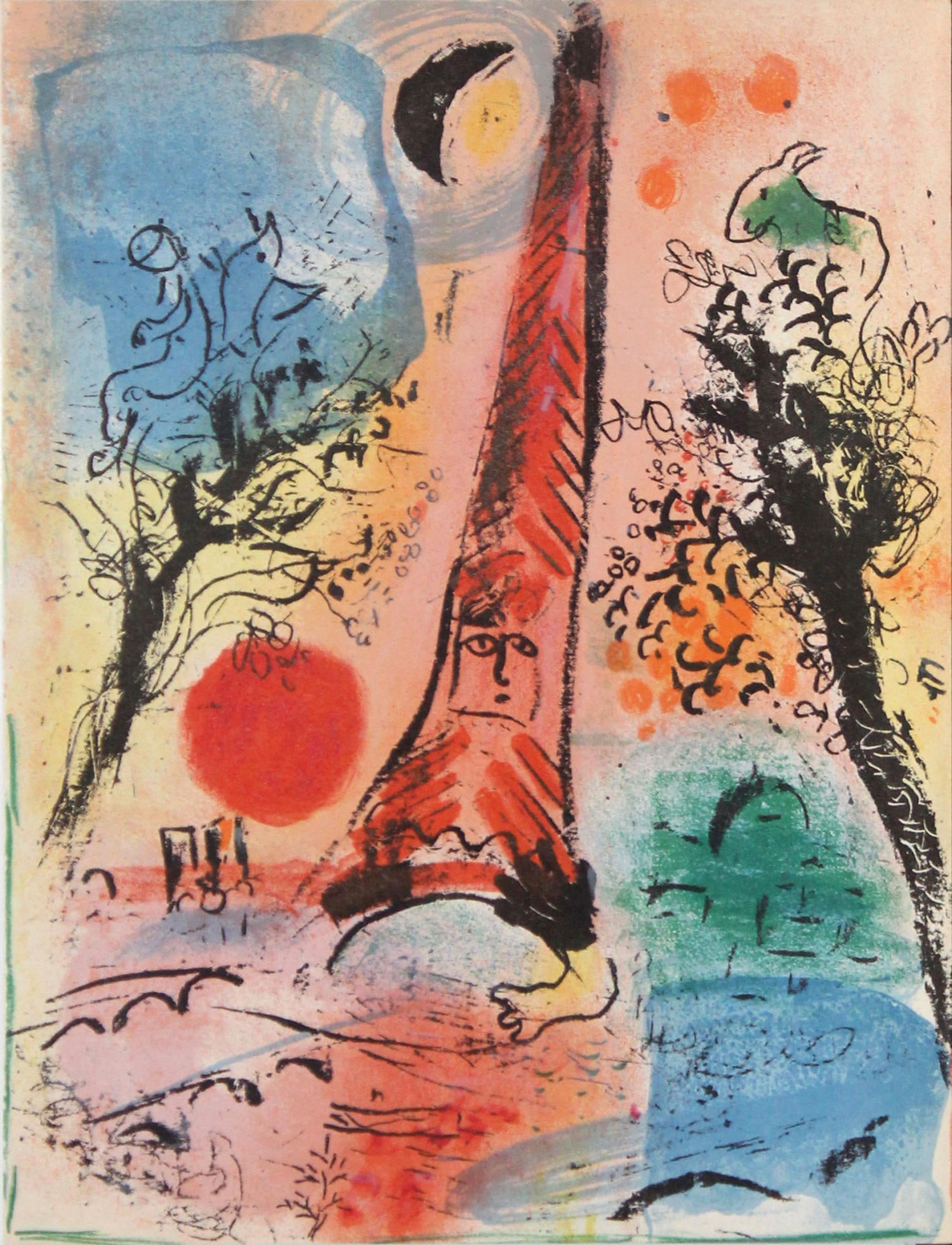 Marc Chagall - Vision of Paris: Artist: Marc Chagall Title: Vision of Paris Year: 1960 Dimensions: 12.5in. by 9.5in. Edition: From the rare limited edition Publisher: Andre Sauret Monte Carlo Suite: The Lithographs of Chagall