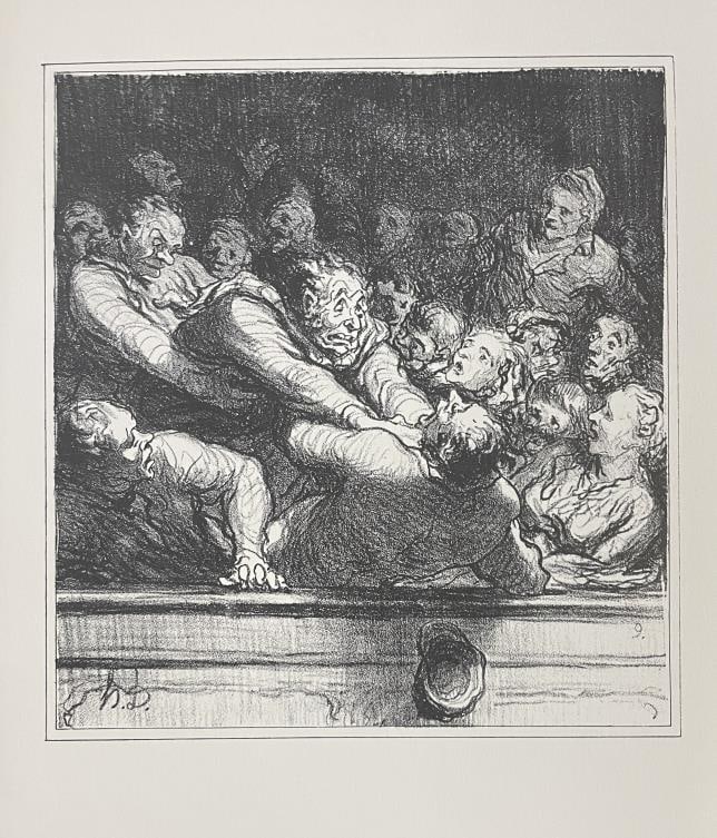 Honore Daumier - Literary Discussion In the Second Gallery: Artist: Honore Daumier Title: Literary Discussion In the Second Gallery Year: 1965 Dimensions: 11in. by 8 5/8in. Edition: From the rare limited edition Publisher: Walter Schatzki New York Suite: