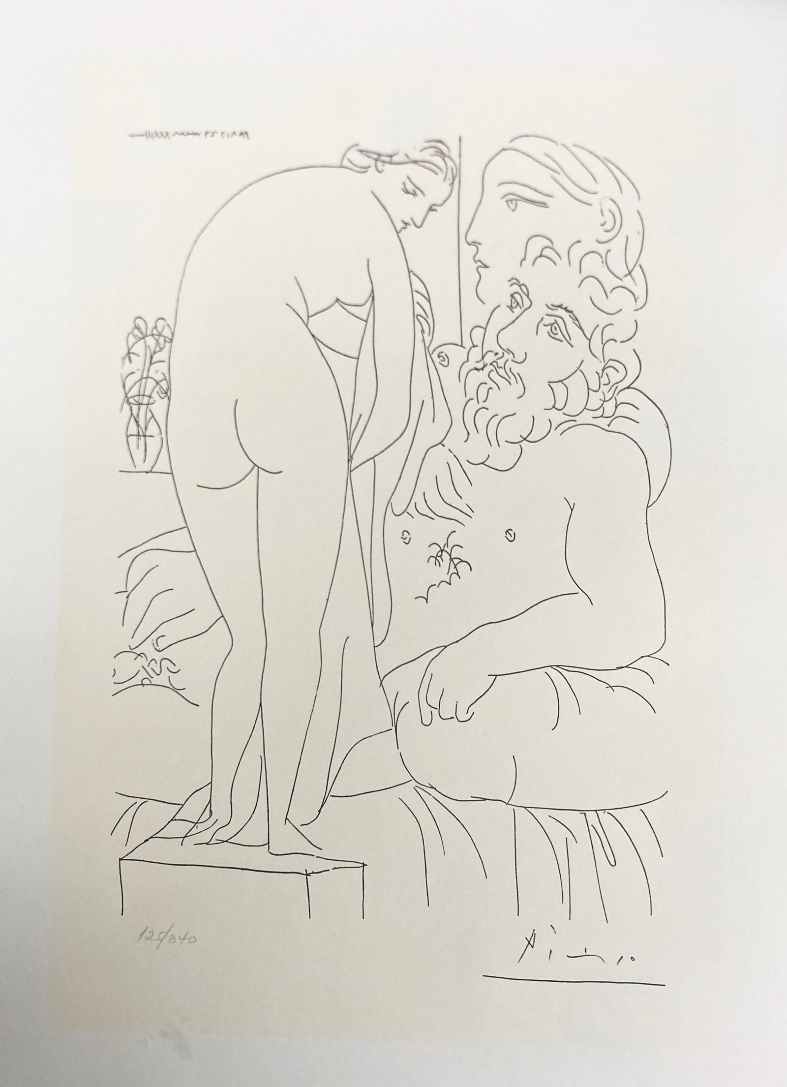 Pablo Picasso (After) - Sculpteur au Repos avec Marie-Therese et Sa Representation en Venus Pudique: Artist: Pablo Picasso (After) Title: Sculpteur au Repos avec Marie-Therese et Sa Representation en Venus Pudique Year: 1992 Dimensions: 12 x 8 1/2 in. Edition: From the rare limited edition of 340