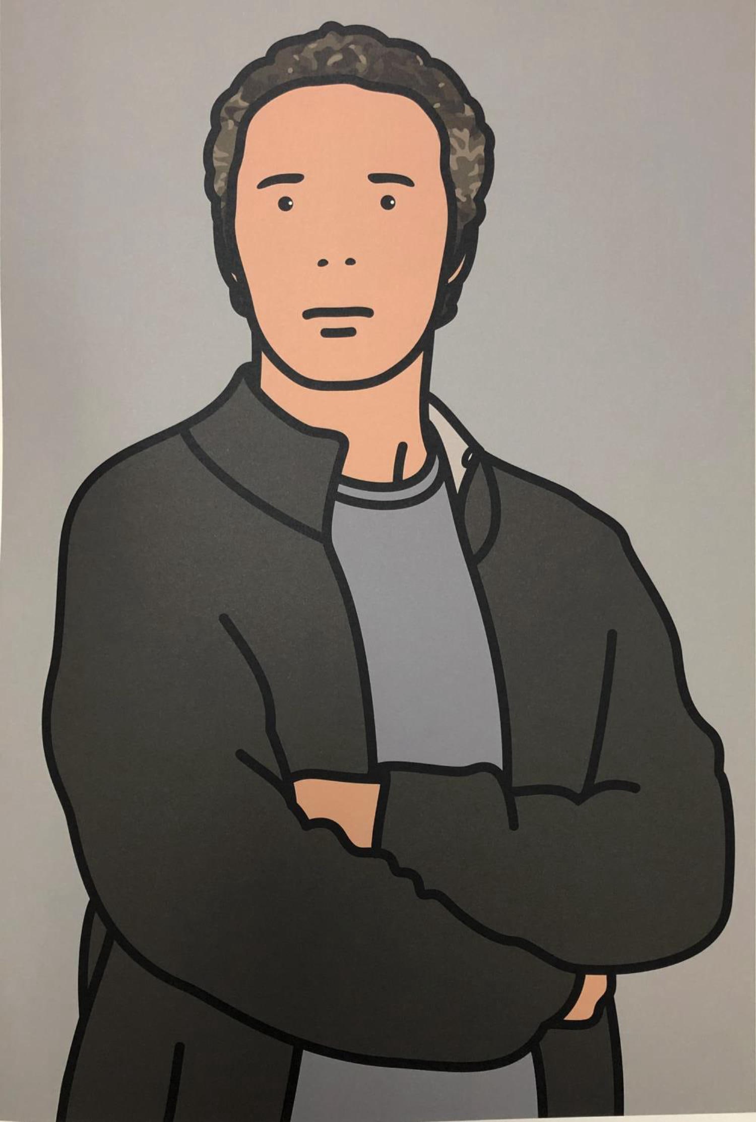 Julian Opie - Julian with Cardigan: Artist: Julian Opie Title: Julian with Cardigan Year: 2006 Dimensions: 15.5in. by 11.5in. Edition: From the limited edition of 250 Publisher: Alan Cristea Gallery Suite: Twenty Six Portraits Medium: