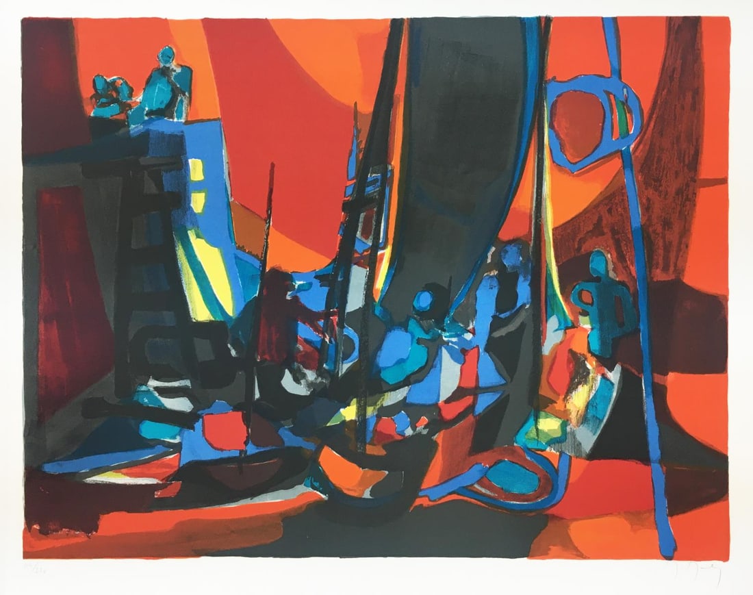 Marcel Mouly - Sailing in the Night II: Artist: Marcel Mouly Title: Sailing in the Night II Year: 1979 Dimensions: 21 1/4in. by 29 1/2in. Edition: From the Rare Limited Edition Medium: Lithograph in Colors on Paper Condition: Excellent
