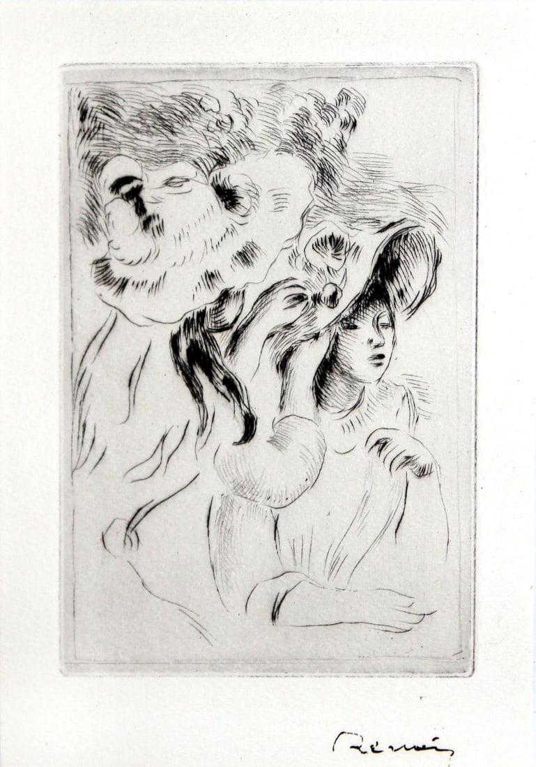 Pierre-Auguste Renoir - La Chapeau Epingle: Artist: Pierre-Auguste Renoir Title: La Chapeau Epingle Year: 1918 Dimensions: 6.4in. by 5.2in. Edition: From the rare limited edition Medium: Original etching on paper Condition: Excellent Signature