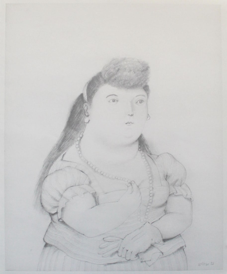 Fernando Botero - Untitled (Woman with Pearls): Artist: Fernando Botero Title: Untitled (Woman with Pearls) Year: 1983 Dimensions: 17 7/8in. by 15 5/8in. Edition: From the Rare Limited Edition Medium: Offset Lithograph on Paper Condition: