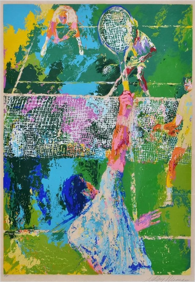 Leroy Neiman - Doubles Tennis: Artist: Leroy Neiman Title: Doubles Tennis Year: 1974 Dimensions: 44 x 32 in. Edition: From the Rare Limited Edition of 300 Medium: Serigraph in Colors Condition: Excellent Signature Details: Hand