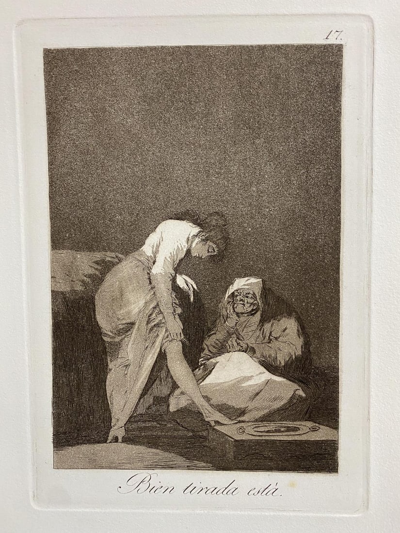 Francisco Goya - Bien tirada esta: Artist: Francisco Goya Title: Bien tirada esta Year: 1799 Dimensions: 11.5in. by 8.25in. Edition: From the rare limited edition Suite: Los Caprichos Medium: Original etching on paper Condition: