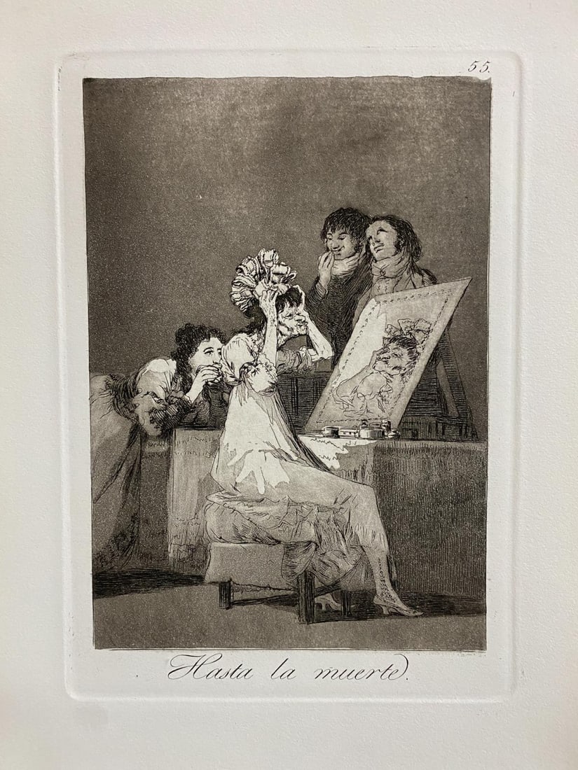 Francisco Goya - Hasta la muerte: Artist: Francisco Goya Title: Hasta la muerte Year: 1799 Dimensions: 11.5in. by 8.25in. Edition: From the rare limited edition Suite: Los Caprichos Medium: Original etching on paper Condition: