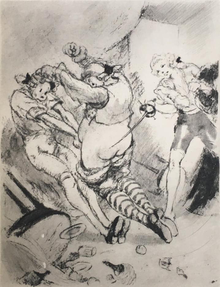 Louis Icart - Two Points: Artist: Louis Icart Title: Two Points Year: 1947 Dimensions: 11in. by 8.5in. Edition: From the rare limited edition of 500 Publisher: Georges Guillot Editeur: Paris Suite: Felecia ou Mes Fredaines