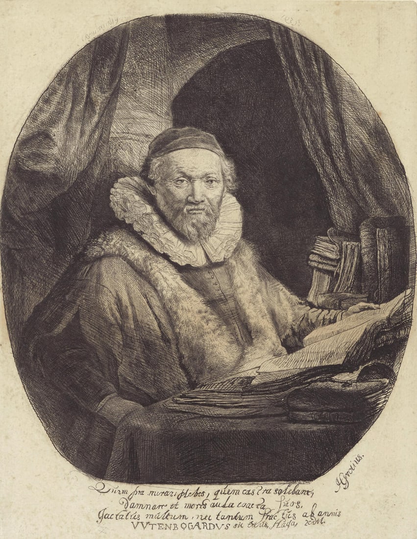 Rembrandt van Rijn (after) - Jan Uytenbogaert Preacher of the Remonstrants 1880 (1 of 1)