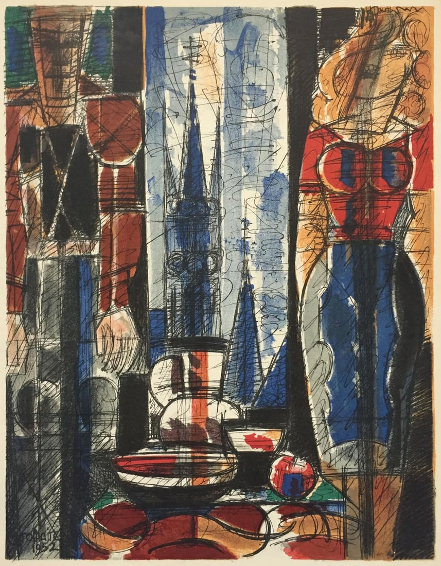 Marcel Gromaire - Flammes Interieures: Artist: Marcel Gromaire Title: Flammes Interieures Year: 1953 Dimensions: 10in. by 14in. Edition: From the Rare Limited Edition Publisher: Editions de la revue Verve Suite: Verve Vol. VII No. 27/28