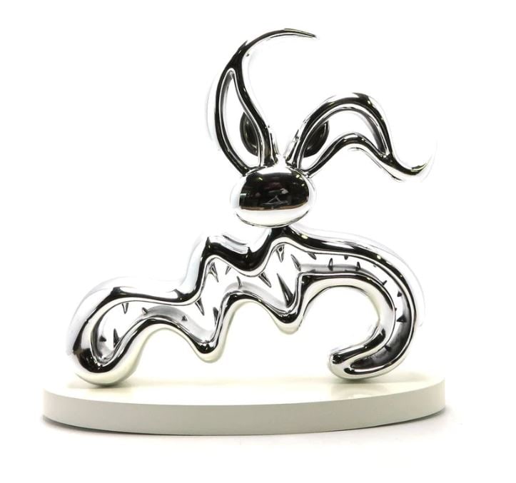 Kenny Scharf - Scary Guy: Artist: Kenny Scharf Title: Scary Guy Year: 2015 Dimensions: 9 1/10in. by 9 1/10in. Edition: From the Rare Limited Edition of 300 Medium: Polystone and Chrome Condition: Excellent Signature Details: