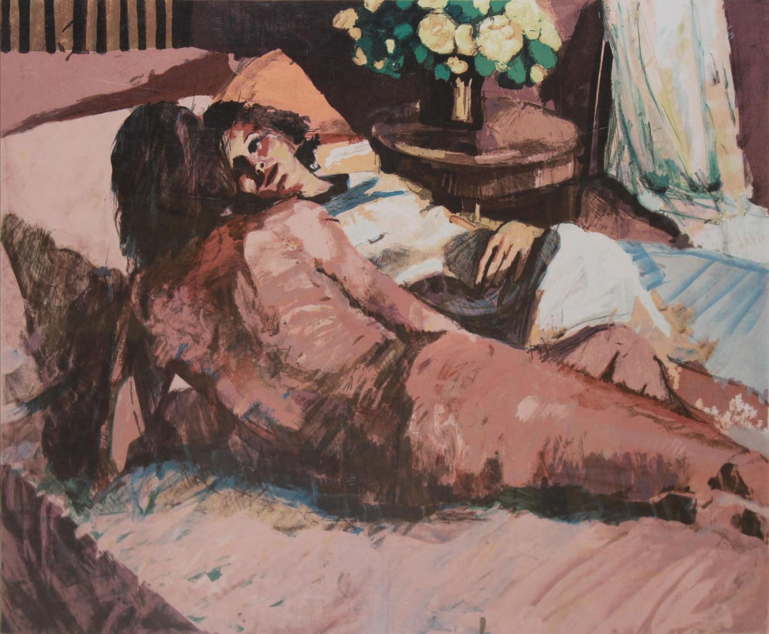 Aldo Luongo - Evening: Artist: Aldo Luongo Title: Evening Year: 1979 Dimensions: 28 1/2in. by 24in. Edition: From the rare limited A.P. edition Medium: Original serigraph on paper
