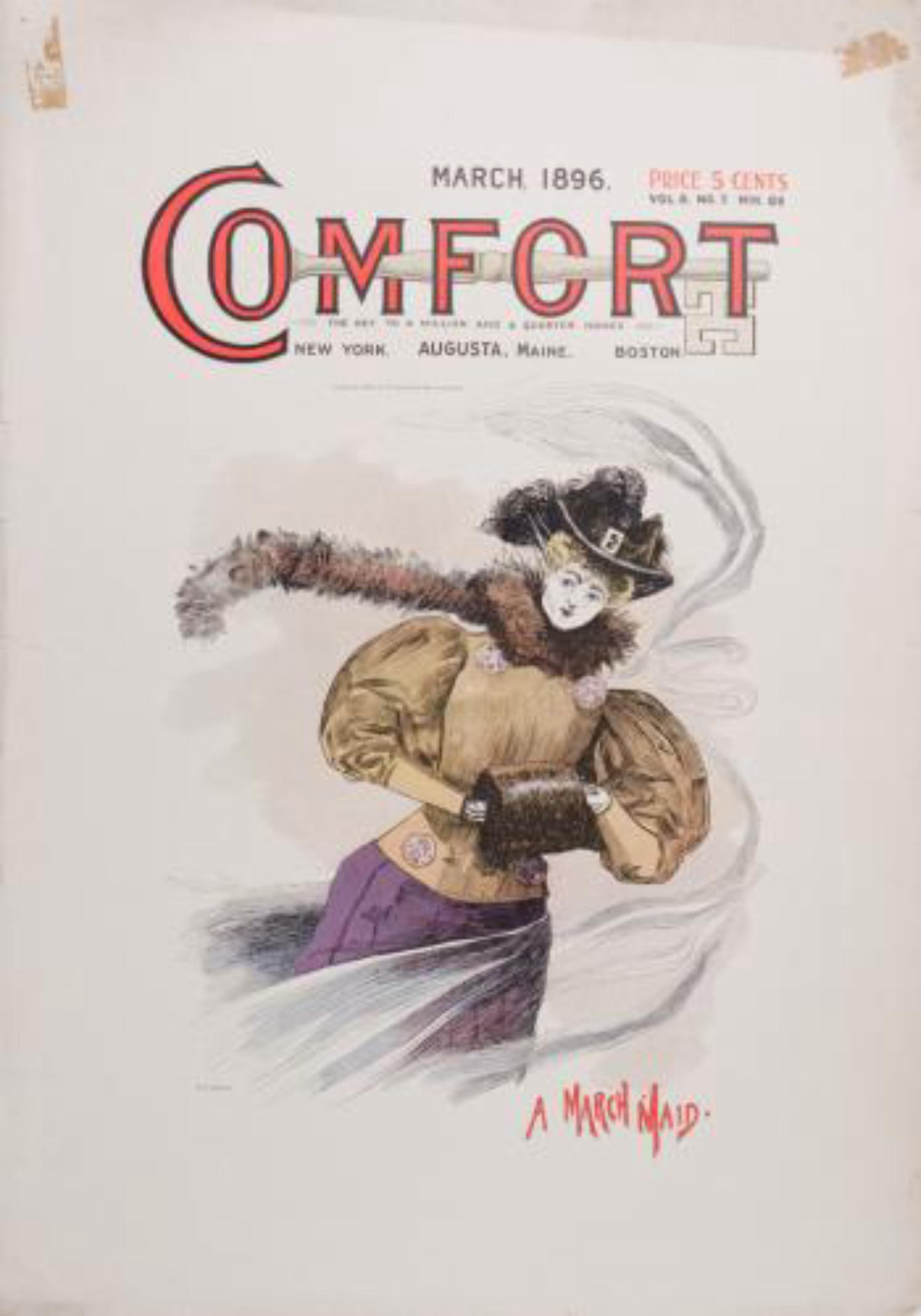 Vintage Poster - Antique Comfort Brand Umbrella Ad: Artist: Vintage Poster Title: Antique Comfort Brand Umbrella Ad Year: 1896 Dimensions: 13 1/2in. by 19 1/4in. Edition: From the rare limited edition Publisher: The Gannett and Morse Concern Medium: