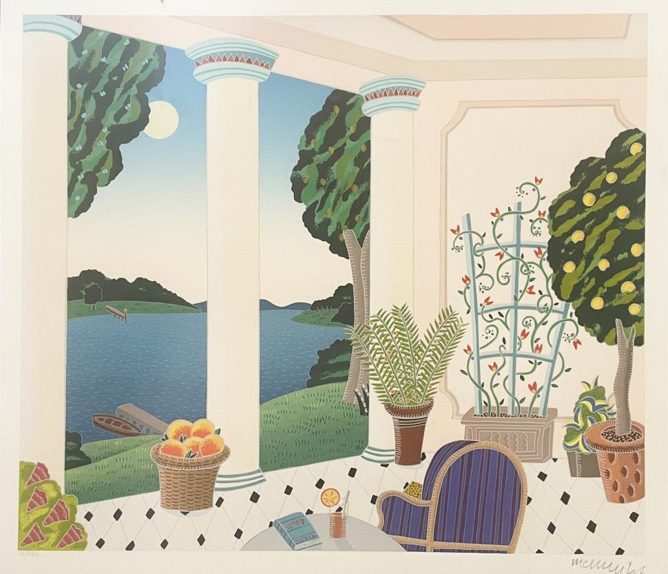 Thomas McKnight - Plantation: Artist: Thomas McKnight Title: Plantation Year: 1989 Dimensions: 24in. by 22in. Edition: From the rare limited edition Medium: Original serigraph in colors on Paper Condition: Excellent Signature
