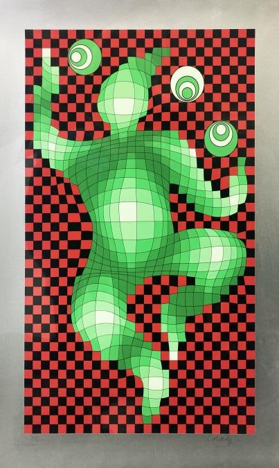 Victor Vasarely - The Juggler: Artist: Victor Vasarely Title: The Juggler Year: 1977 Dimensions: 19 1/2in. by 30 3/8in. Edition: From the rare limited edition of CL Medium: Original Serigraph