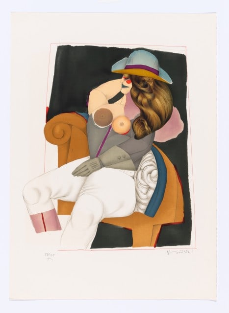 Richard Lindner - Arizona: Artist: Richard Lindner Title: Arizona Year: 1975 Dimensions: 28 1/4in. by 20 3/8in. Edition: Numbered from the Rare Limited Edition of 125 Publisher: Mourlot Paris Suite: UNTITLED (EUGENE IONESCU)