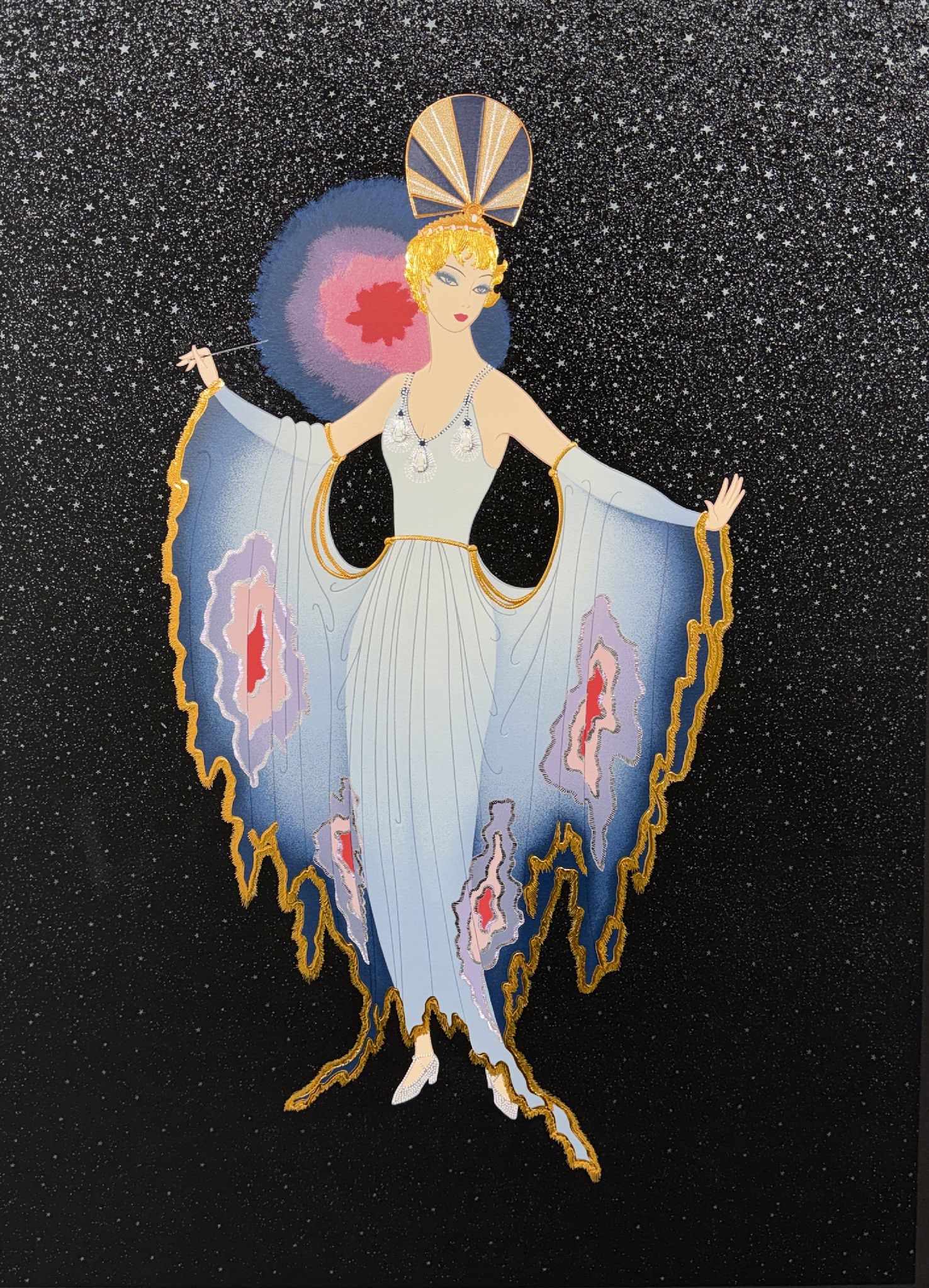 Erte - Twilight: Artist: Erte Title: Twilight Year: 1987 Dimensions: 39 1/2 x 29 1/4 in. Edition: 203 from the limited edition of 300 Publisher: Chalk & Vermilion Fine Arts, Ltd. Medium: Serigraph in colors with foil