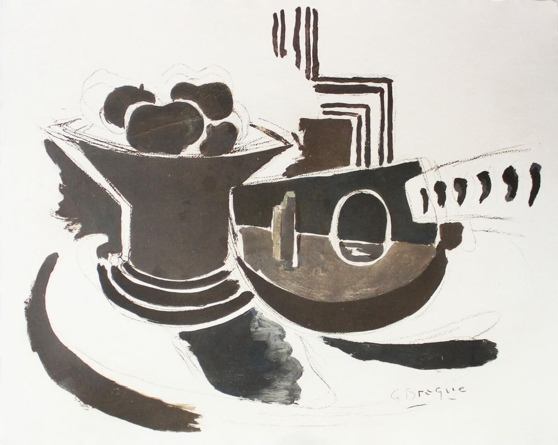 Georges Braque - Le Mandoline: Artist: Georges Braque Title: Le Mandoline Year: 1957 Dimensions: 15 3/4in. by 19 1/4in. Edition: From the Rare Limited Edition of 300 Publisher: Au Vent d'Arles Paris Suite: Espace Portfolio Medium: