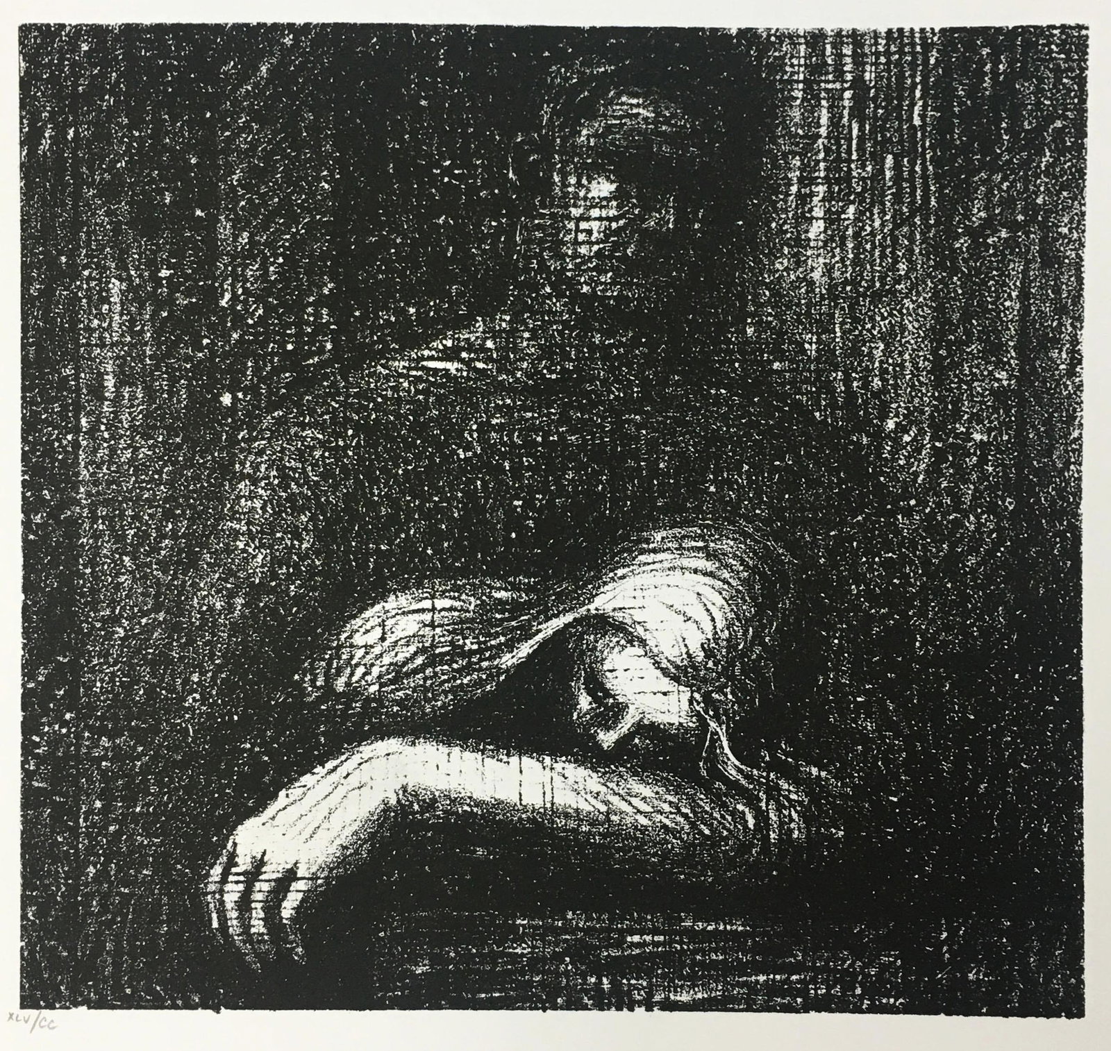Henry Moore - Lullaby: Artist: Henry Moore Title: Lullaby Year: 1974 Dimensions: 14in. by 13in. Edition: From the Rare Limited Edition Publisher: Petersburg Press Suite: Auden Poems Medium: Lithograph on Paper Condition: