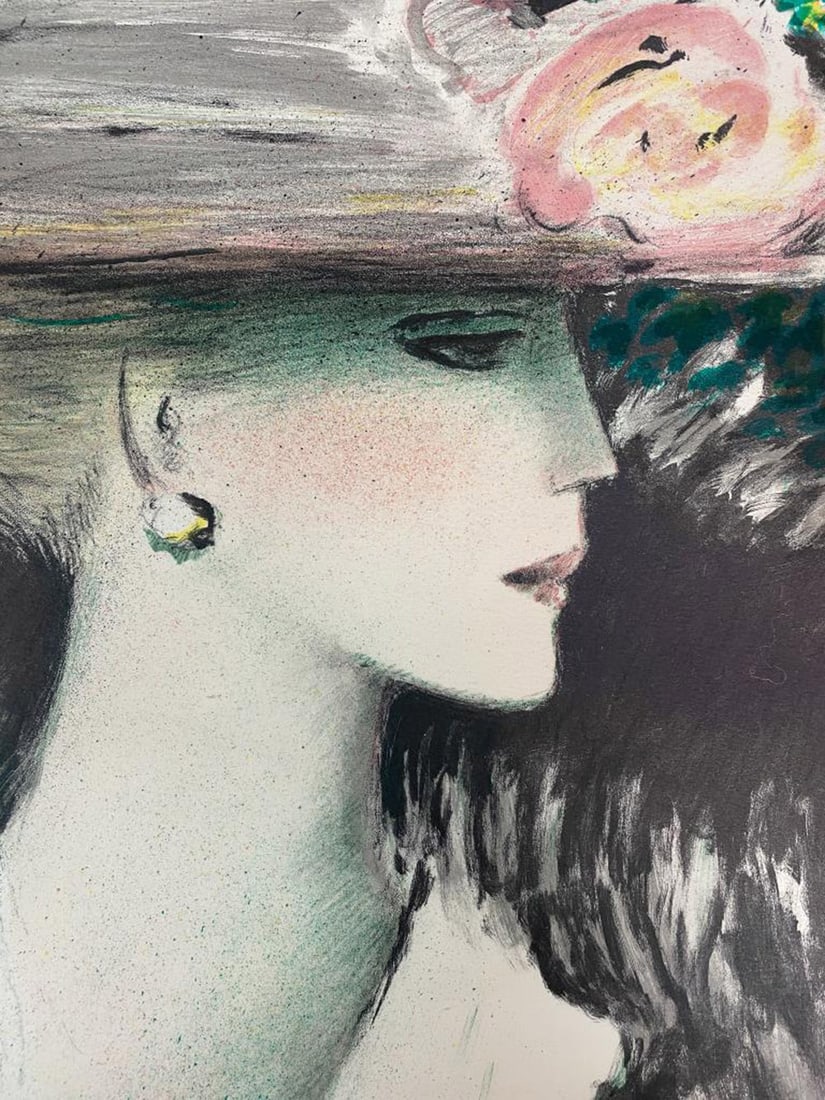 Jean-Pierre Cassigneul - Side Portrait: Artist: Jean-Pierre Cassigneul Title: Side Portrait Dimensions: 9.5in. by 12.5in. Edition: From the rare limited edition of 600 Publisher: Desjobert atelier Paris Medium: Original Lithograph on Paper