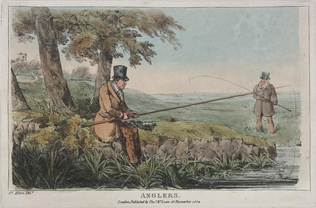 Henry Alken - Anglers 1825: Artist: Henry Alken Title: Anglers Year: 1825 Dimensions: 10in. by 14. Edition: From the Rare Limited Edition Publisher: Howlett and Brimmer Suite: The National Sports of Great Britain Medium: