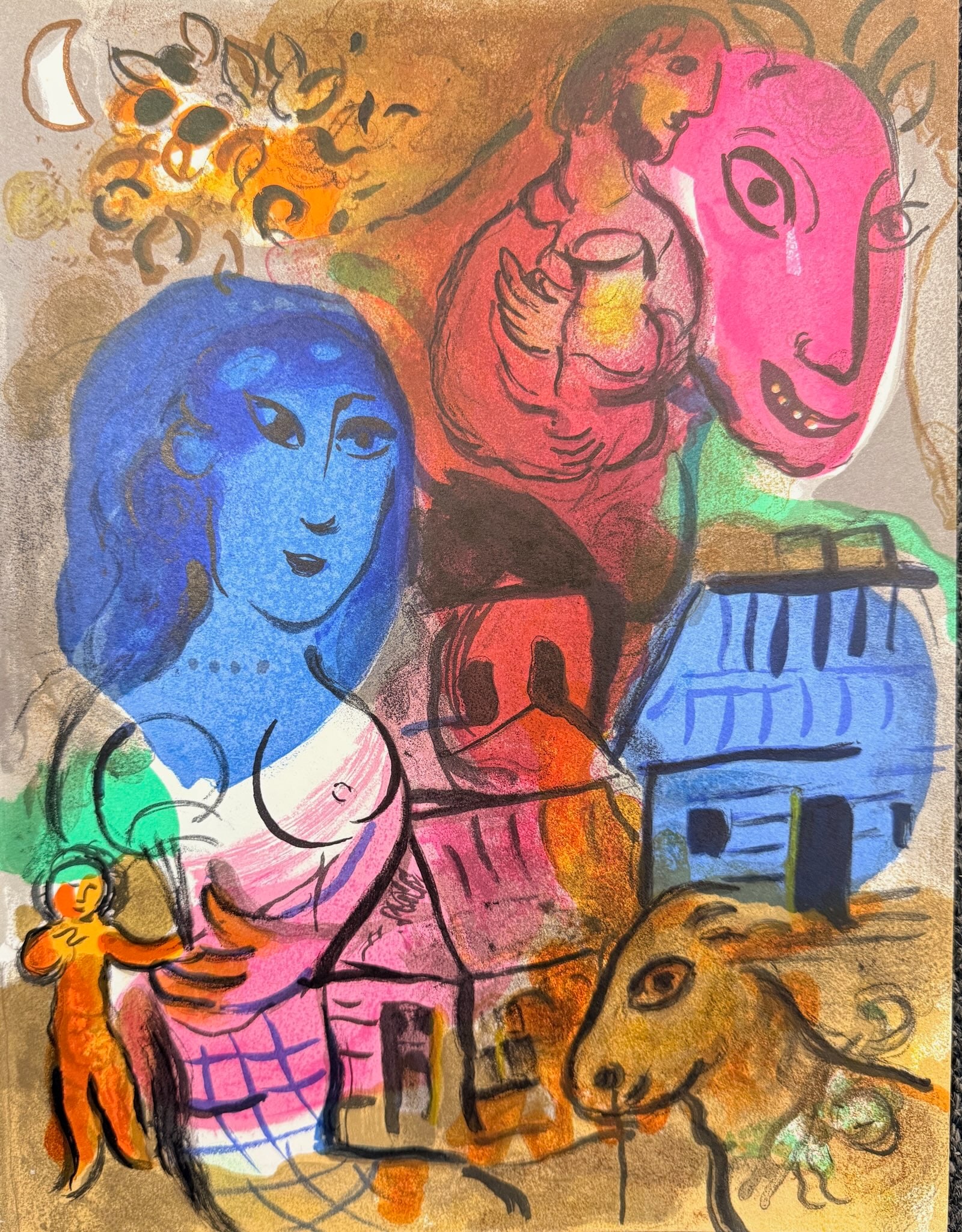 Marc Chagall - Homage a Marc Chagall: Artist: Marc Chagall Title: Homage a Marc Chagall Year: 1969 Dimensions: 9 3/8 x 12 1/4 in. Edition: From the rare limited edition Publisher: Mourlot Suite: XXe Siecle Medium: Original lithograph on