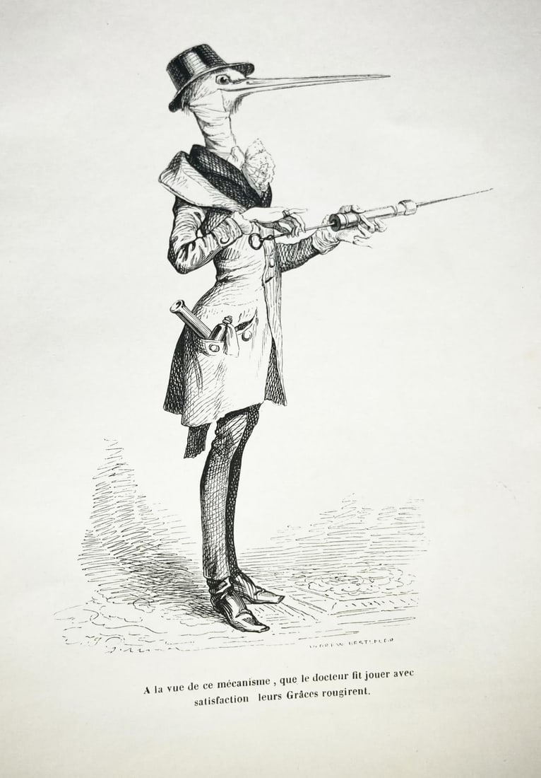 J.J. Grandville - Grandville et Les Animaux 37: Artist: J.J. Grandville Title: Grandville et Les Animaux 37 Year: 1842 Dimensions: 10.5in. by 6.5in. Edition: From the rare limited edition Publisher: Etudes De