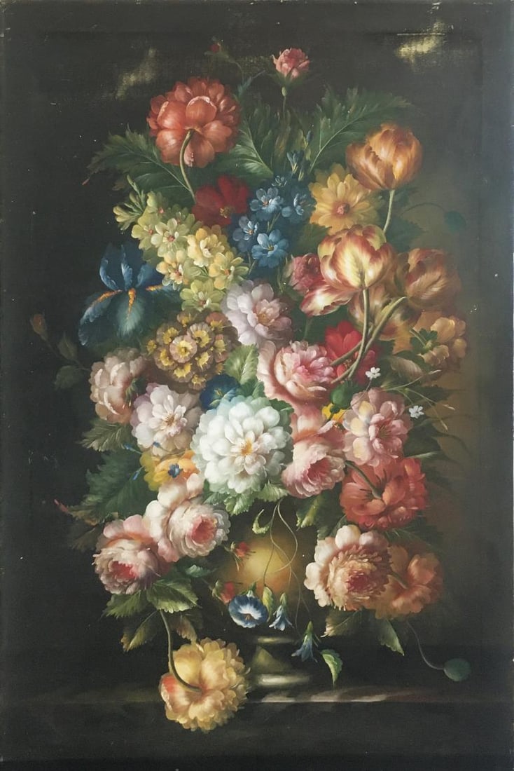 Unknown Artist - Flower Bouquet: Artist: Unknown Artist Title: Flower Bouquet Dimensions: 36in. by 24in. Edition: Unique One of a Kind Artwork Medium: Original Oil on Canvas Condition: As Pictu