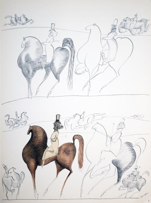 Saul Steinberg - Paddock III: Artist: Saul Steinberg Title: Paddock III Year: 1953 Dimensions: 11in. by 15in. Edition: From the rare limited artist edition Suite: Derriere Le Miroir 53-54