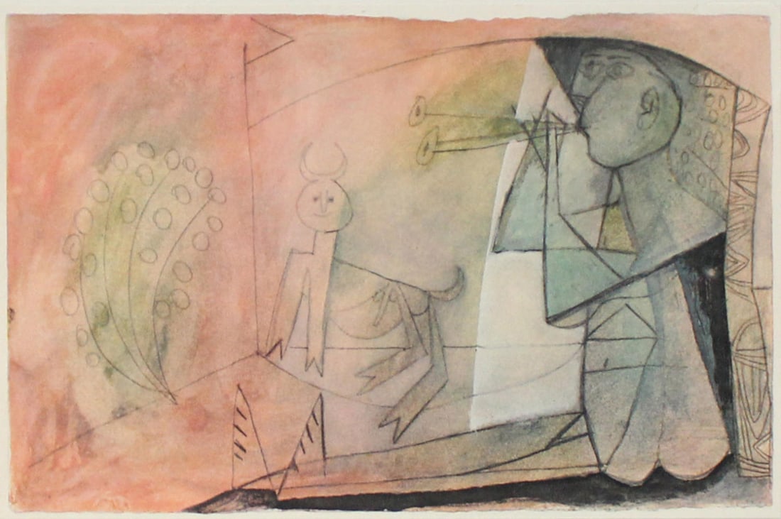 Pablo Picasso - Untitled (Double Flute II): Artist: Pablo Picasso Title: Untitled (Double Flute II) Year: 1948 Dimensions: 7 1/2in. by 4 7/8in. Edition: From the Rare Limited Edition Publisher: Verve Pari