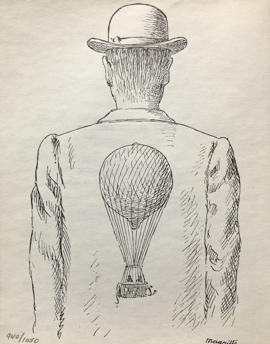 Rene Magritte - Untitled: Artist: Rene Magritte Title: Untitled Year: 1959 Dimensions: 5 1/2in. by 7 1/2in. Edition: From rare edition of 1050 Publisher: Paris: Le Terrain vague 1959. Suite: E.L.T. Mesens Poems Medium: offset