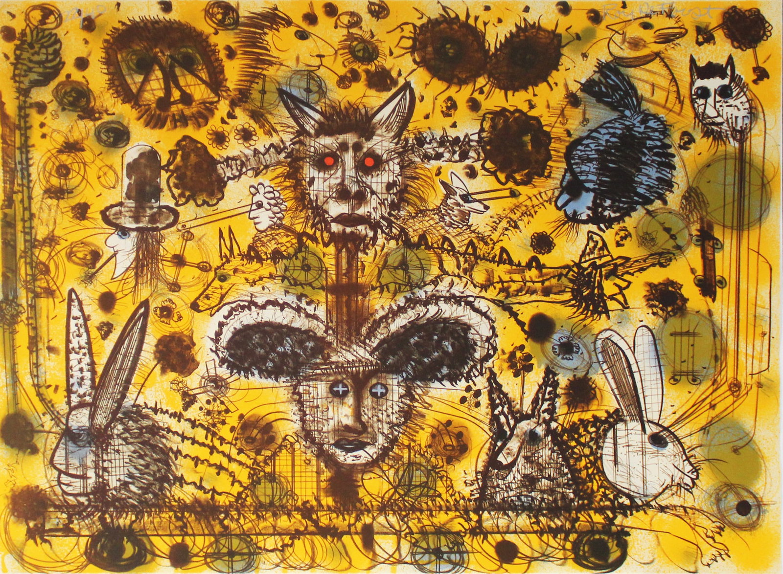 Roy DeForest - Untitled: Artist: Roy DeForest Title: Untitled Year: 1986 Dimensions: 22 x 30 in. Edition: From the Rare Limited Edition of 40 Medium: Original Lithograph in Colors on Paper Condition: Excellent Signature