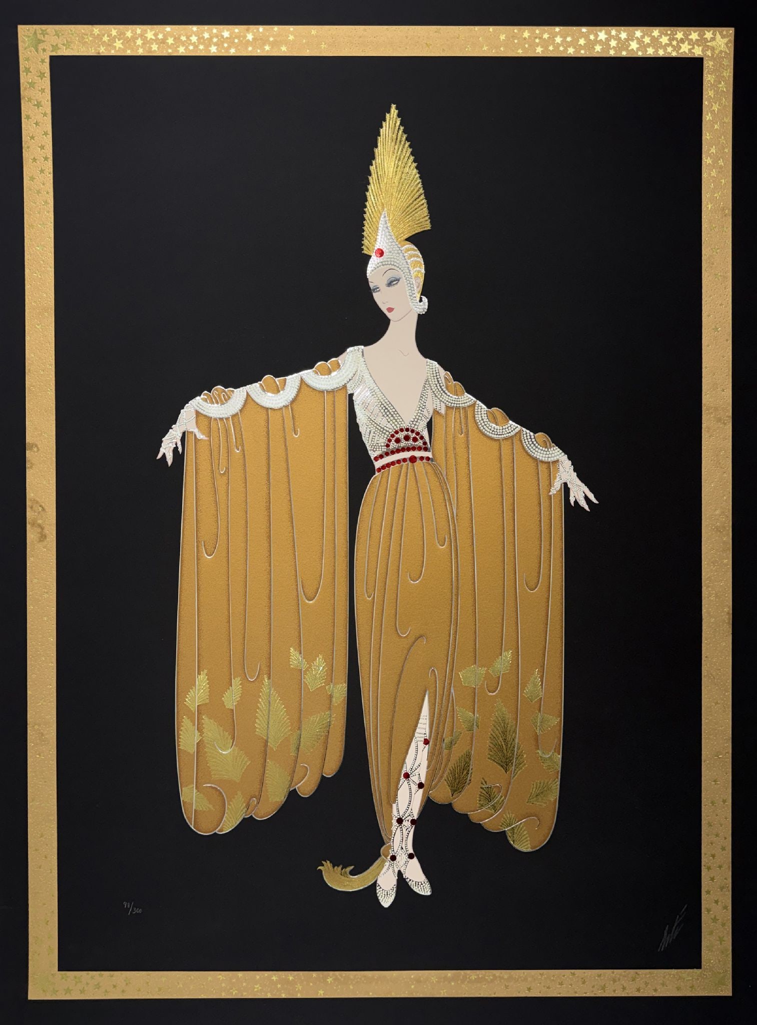 Erte - Gown Orientale: Artist: Erte Title: Gown Orientale Year: 1989 Dimensions: 40 1/4 x 29 3/8 in. Edition: 98 from the limited edition of 300 Publisher: Chalk & Vermilion Fine Art