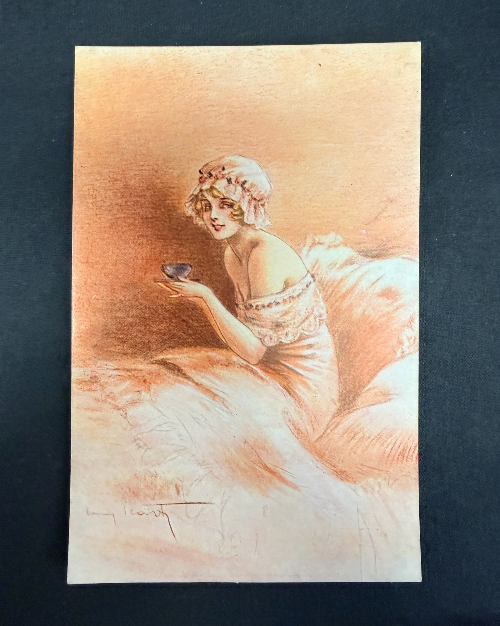 Louis Icart - L'Etenel Feminin: Artist: Louis Icart Title: L'Etenel Feminin Dimensions: 5 1/2 x 3 1/2 in. Edition: From the rare limited edition Publisher: Medium: Original Lithograph on card. Comes Musuem matted and framed
