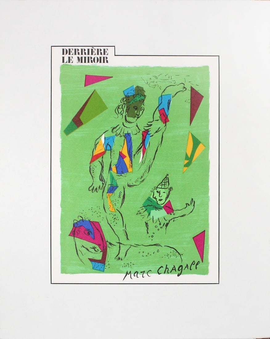 Marc Chagall - Derriere le Miroir: Artist: Marc Chagall Title: Derriere le Miroir Year: 1979 Dimensions: 11in. by 16in. Edition: From the rare limited edition of 200 Publisher: Mourlot Paris Medium: Lithograph on paper Condition:
