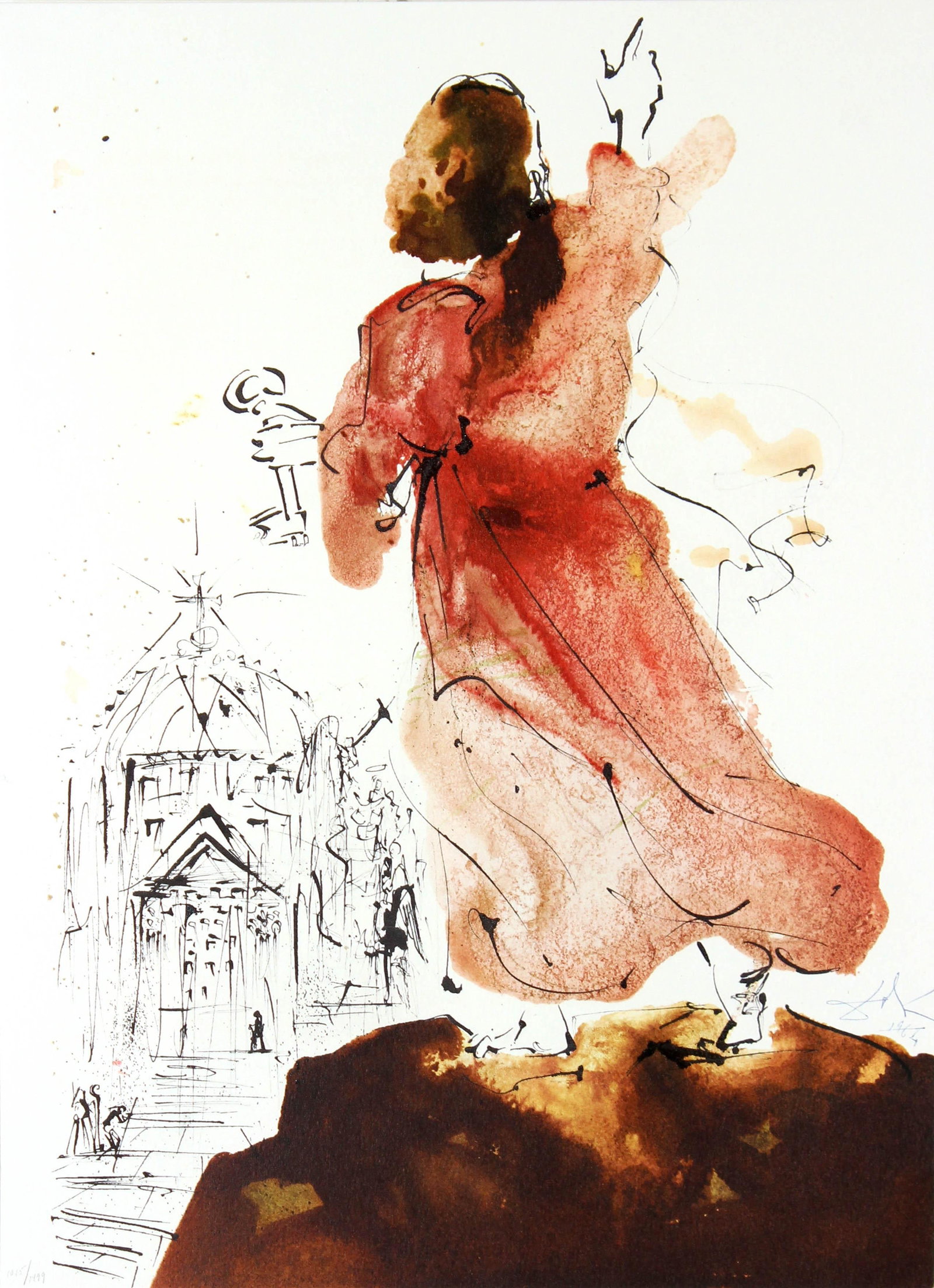 Salvador Dali - Tu es Petrus: Artist: Salvador Dali Title: Tu es Petrus Year: 1969 Dimensions: 19in. by 13.75in. Edition: From the limited edition of 1499 Publisher: Rizzoli Editions Milan Suite: Biblia Sacra Medium: Lithograph