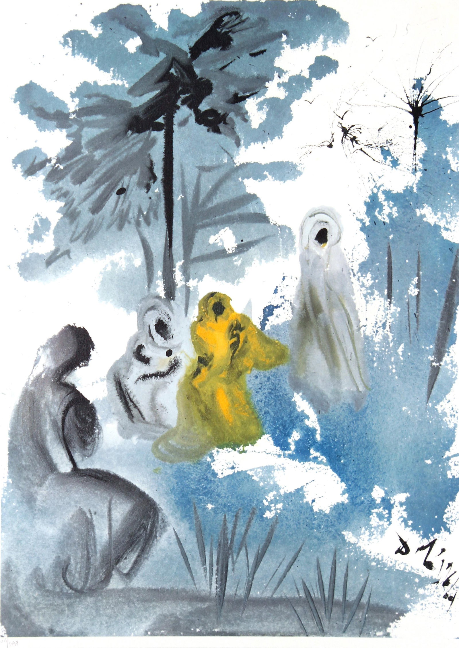 Salvador Dali - Familia Ruth Moabitidis: Artist: Salvador Dali Title: Familia Ruth Moabitidis Year: 1969 Dimensions: 19in. by 13.75in. Edition: From the limited edition of 1499 Publisher: Rizzoli Editions Milan Suite: Biblia Sacra Medium: