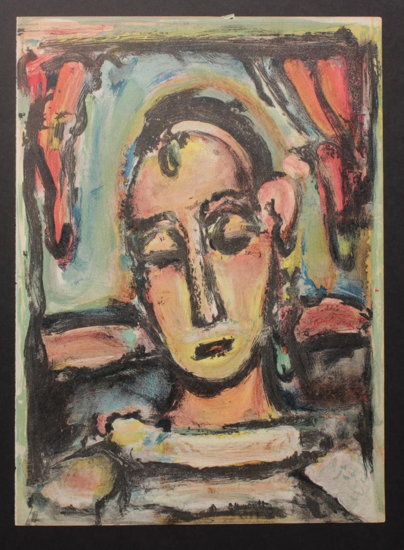 George Roualt - Tete de la jeune fille: Artist: George Roualt Title: Tete de la jeune fille Year: 1939 Dimensions: 13in. by 10in. Edition: From the rare limited edition Publisher: Verve 4 Rue Ferou Paris Suite: Verve Nos. 5-6 Medium: