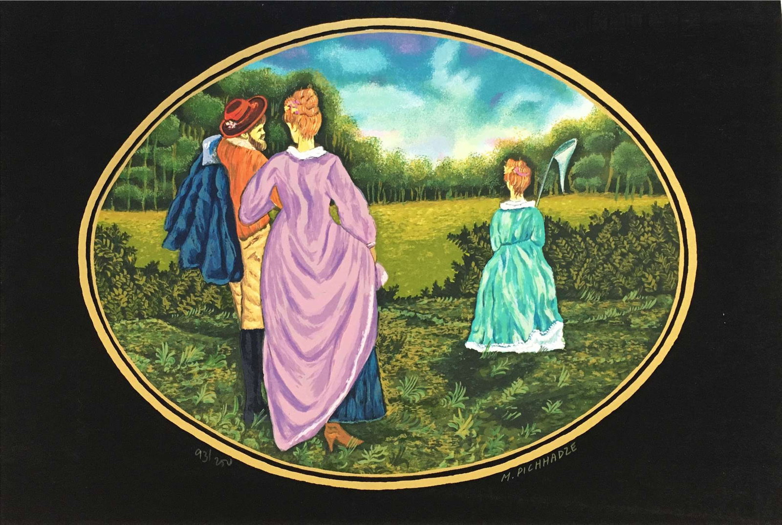Unknown Artist - In the Garden: Artist: Unknown Artist Title: In the Garden Edition: Numbered from the Rare Limited Edition Medium: Serigraph in Colors on Paper Condition: Excellent Signature Details: Hand-signed Comes with Letter