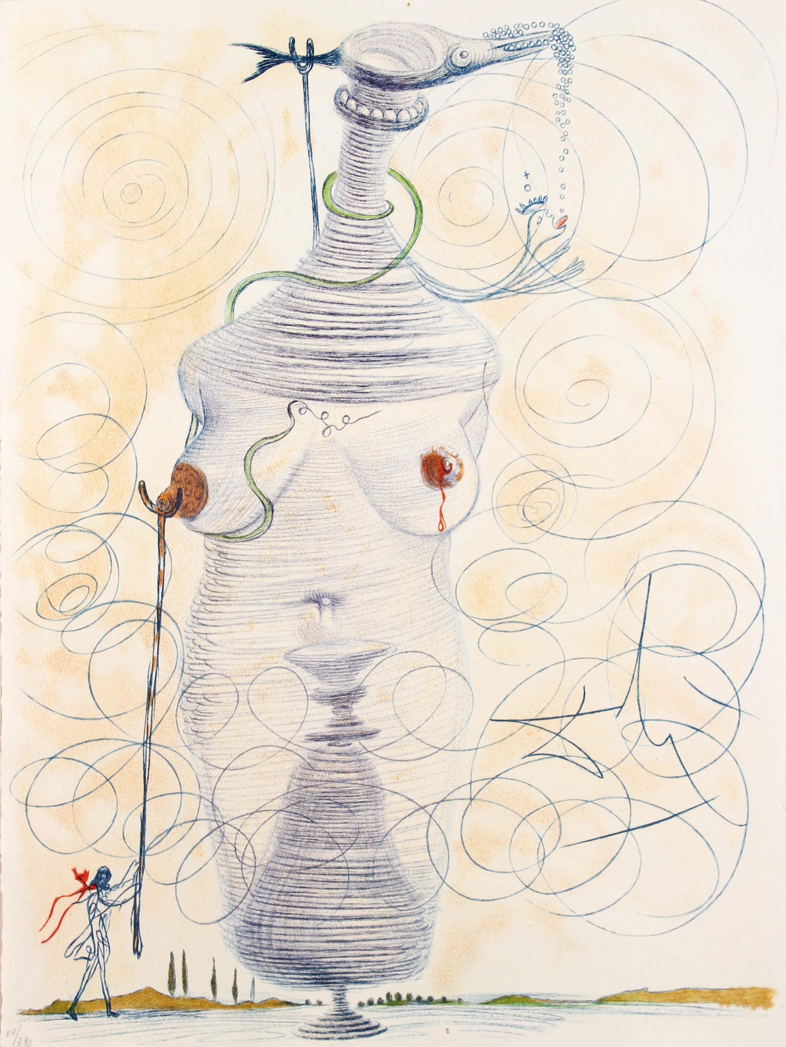 Salvador Dali - Large Flask: Artist: Salvador Dali Title: Large Flask Year: 1967 Dimensions: 14.75in. by 11in. Edition: 90 from the limited edition of 390 Publisher: Au Cercle du livre precieux Paris Suite: Casanova Medium: